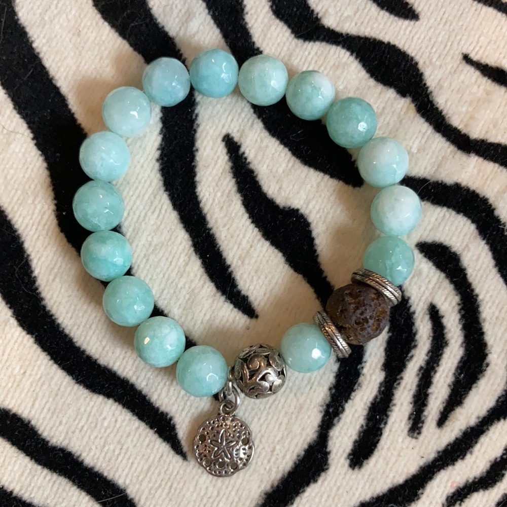 Stackable Sea Blue Gemstone Bracelets - image 2